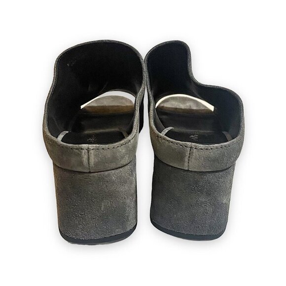3.1 Phillip Lim Cube Block Heel Mules Sandal, Grey Suede,‎ 37.5EU, New in Box - Picture 9 of 13